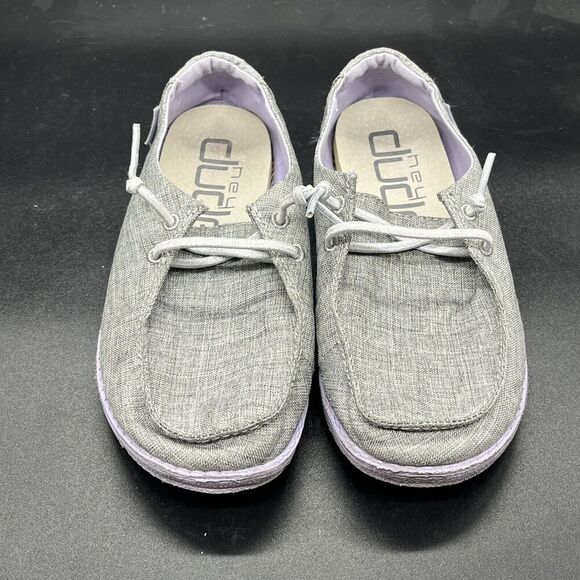 Hey Dude Wendy Youth size 2 sparkling grey lilac 130123166 casual slip on - Picture 4 of 8